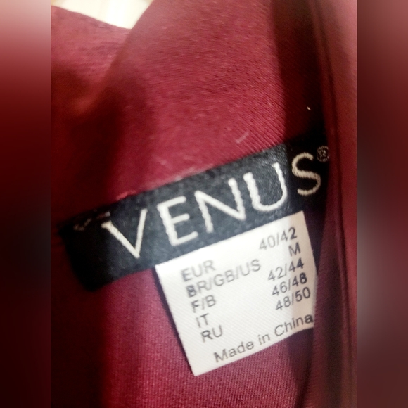NWOT VENUS BURGUNDY DRAPE DRESS - Picture 7 of 8
